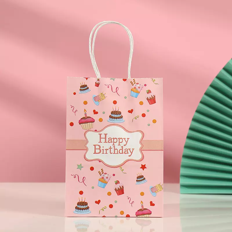 Happy Birthday Paper Bags Pink 